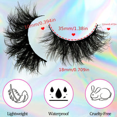 4 Pairs 18mm Fluffy Volume Full Strip False Lashes Faux Mink Dramatic Look