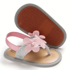 Flower Open Toe Sandals for Baby Girls Lightweight Non-slip Walking Shoes