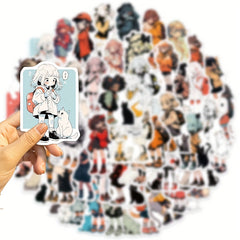 50pcs Beauty And Cat Series Graffiti Stickers Waterproof DIY Sticker Pack