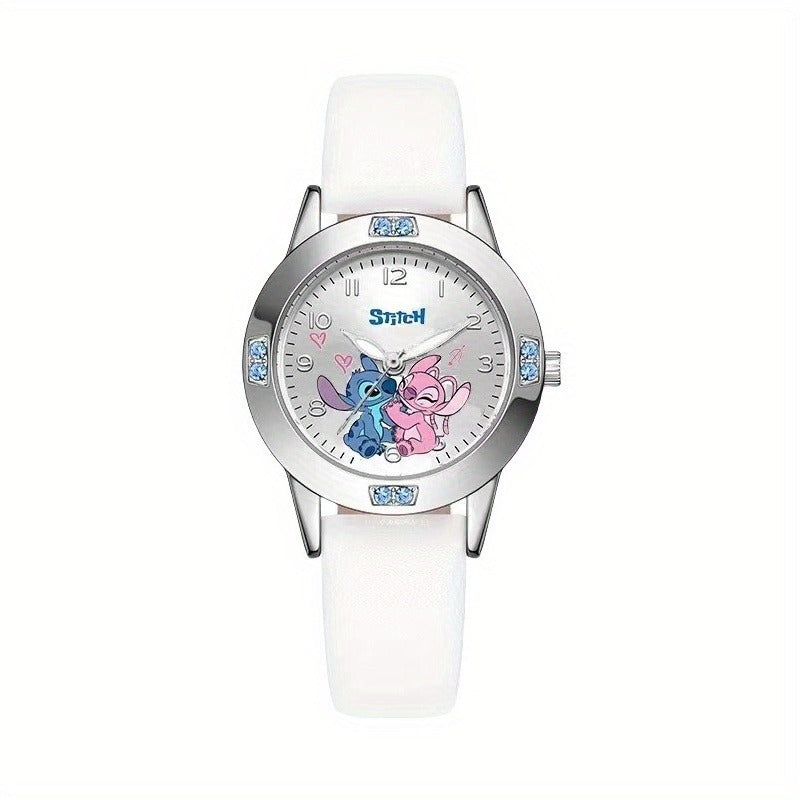 Stitch Cartoon Quartz Watch for Women Digital Display Steel Band