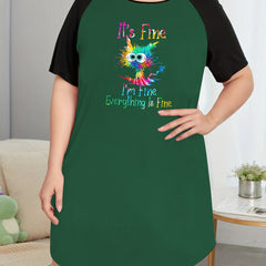 Ombre Cat Raglan Sleep Dress