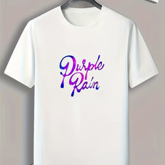 Purple Rain Print Men's Graphic T shirt for Summer