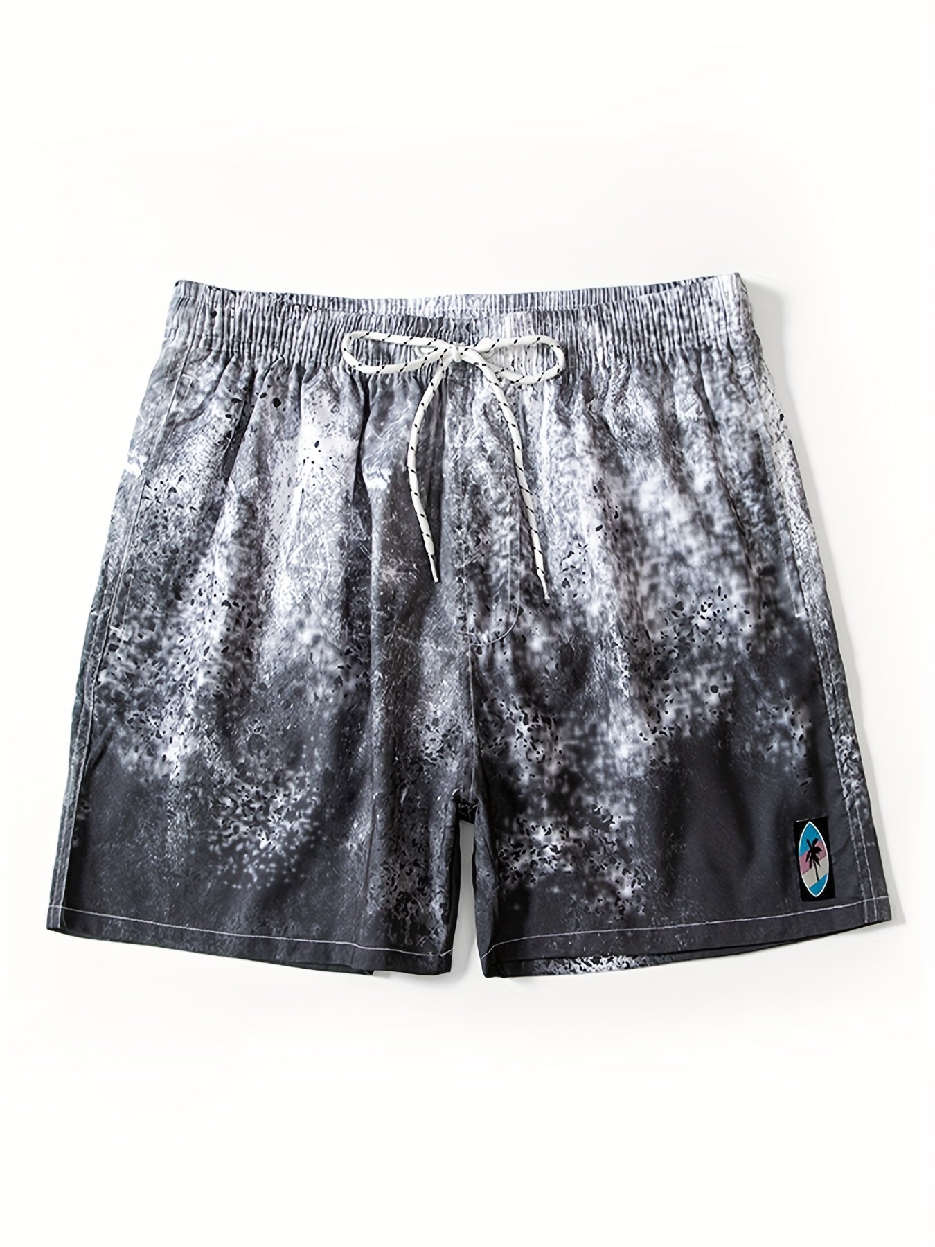 Marble Pattern Drawstring Swim Trunk Men's Board Shorts
