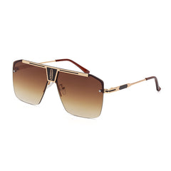 Square Rimless Sunglasses Men's Vintage Big Frame UV400