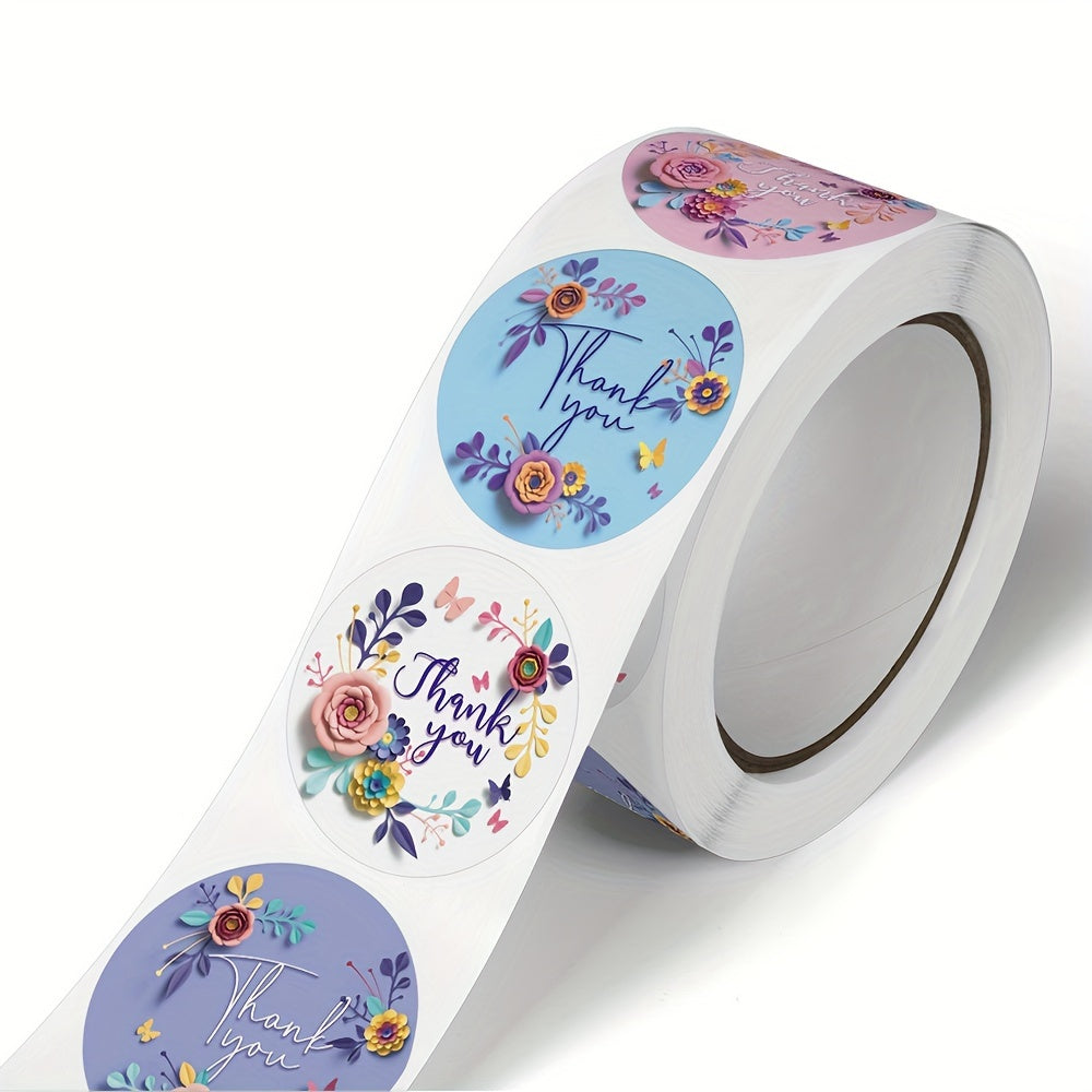 500pcs Floral Thank You Label Stickers 4 Designs Party Decoration Stickers