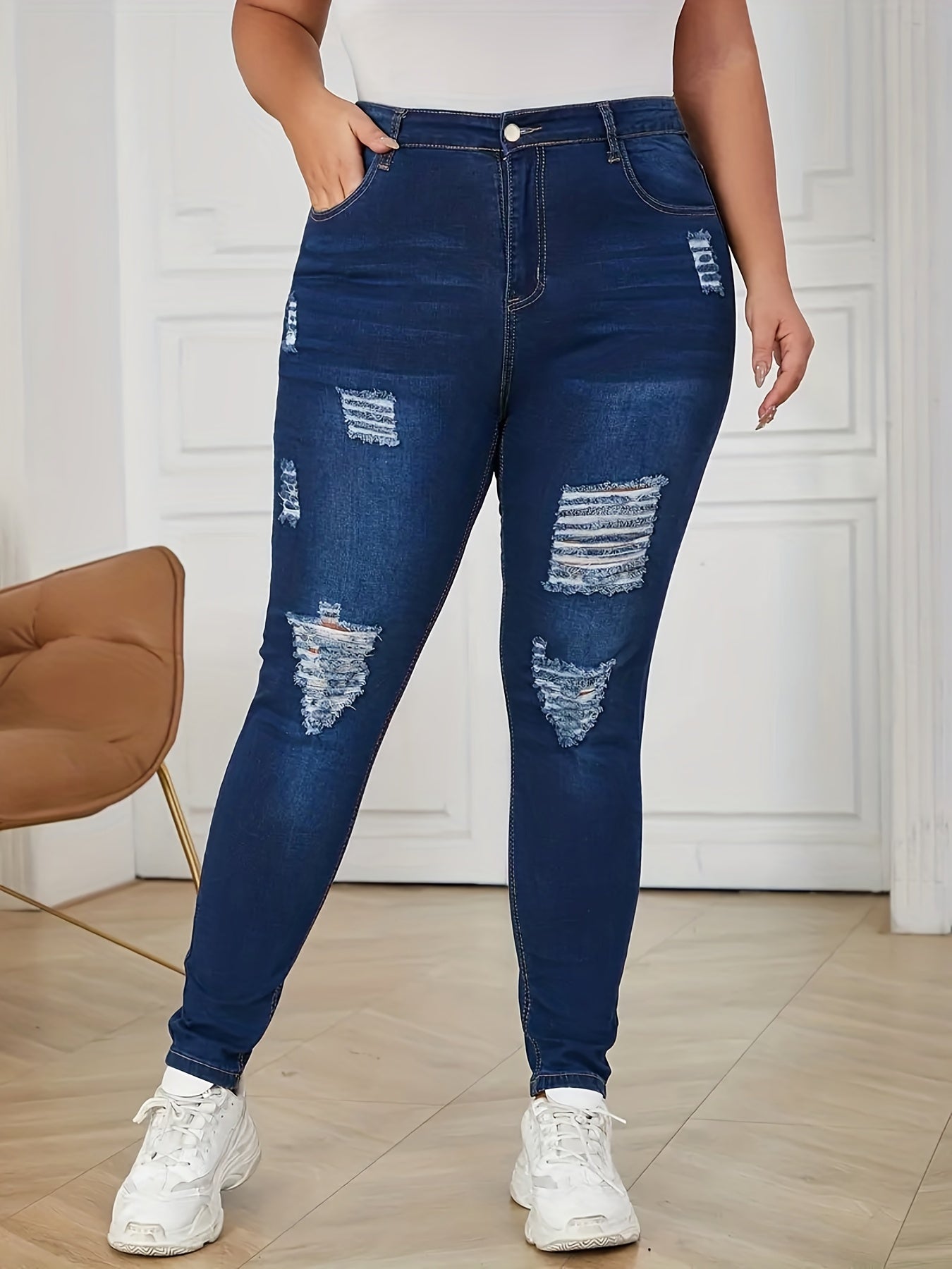 High Rise Button Fly Skinny Jeans