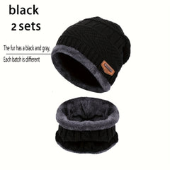 Winter Warm Windproof Hat Touch Screen Gloves Knitted Neck Cover Set