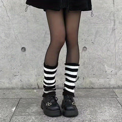 Striped Knitted Leg Warmers Harajuku Knee High Socks Women's Stockings