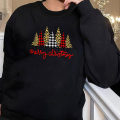 Women's Plus Size Christmas Lounge Top Long Sleeve Round Neck Stretch Tee