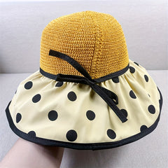 Polka Dot Bucket Hat UV Protection Sun Hat Bowknot