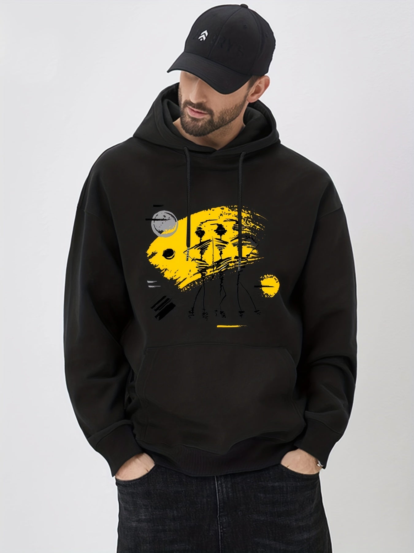 Doodle Print Hoodie for Men - Men's Casual Graphic Pullover Hooded Sweatshirt