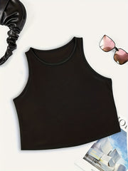 Solid Round Neck Tank Top