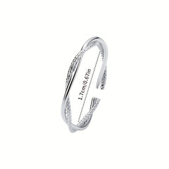 S925 Double Line Geometric Minimalist Knot Open Ring