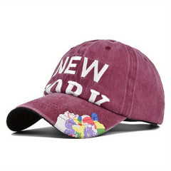 YORK Retro 3D Embroidered Baseball Cap Patch Duck Tongue Cap