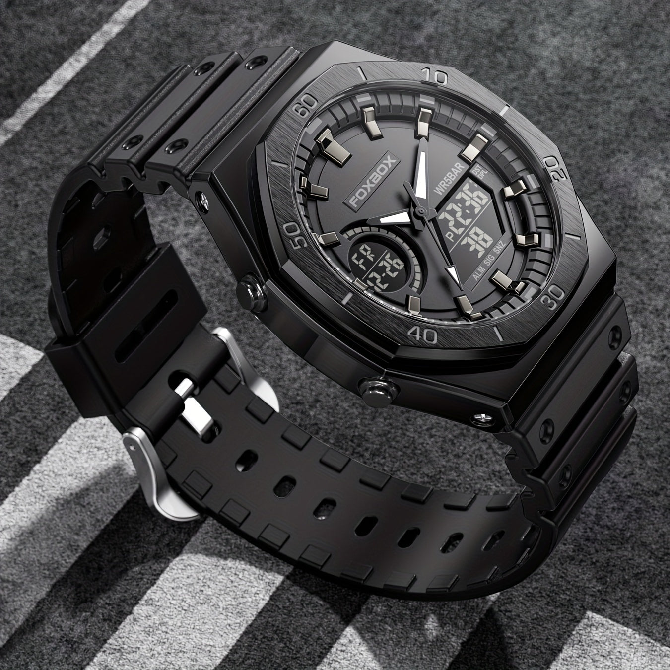 Women's Chronograph Dual Display Waterproof Sports Watch