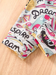Girls Graffiti Cartoon Allover Sweatpants Elastic Waist Jogger Pants