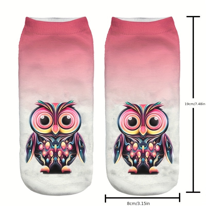 Cute Owl Print Halloween Low Cut Socks Women's Stockings