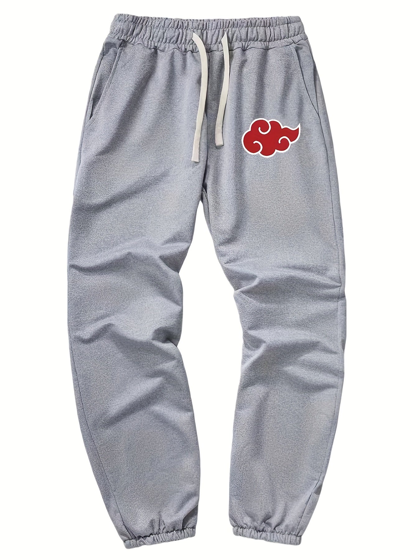 Anime Cloud Print Drawstring Sweatpants Loose Fit Pants Men's Casual Joggers
