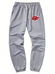 Anime Cloud Print Drawstring Sweatpants Loose Fit Pants Men's Casual Joggers