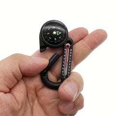 Multifunctional 3-in-1 Aluminum Keychain Carabiner w/ Compass Thermometer