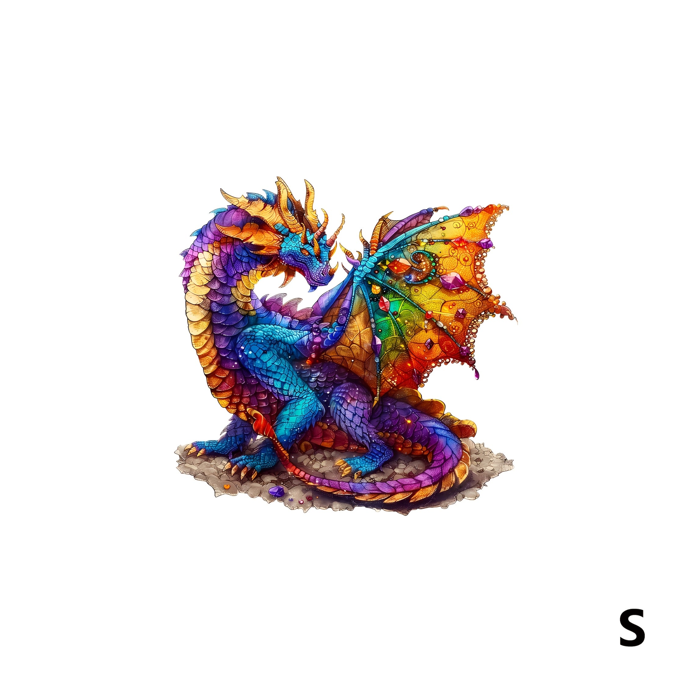 Gemstone Dragon Wooden Puzzle Irregular Animal Shape Jigsaw Game
