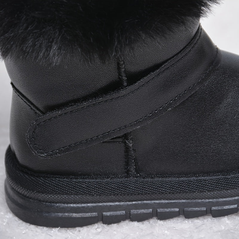 Girls' Hook and Loop Snow Boots Soft Warm Plus Fleece Outdoor Hiking Winter