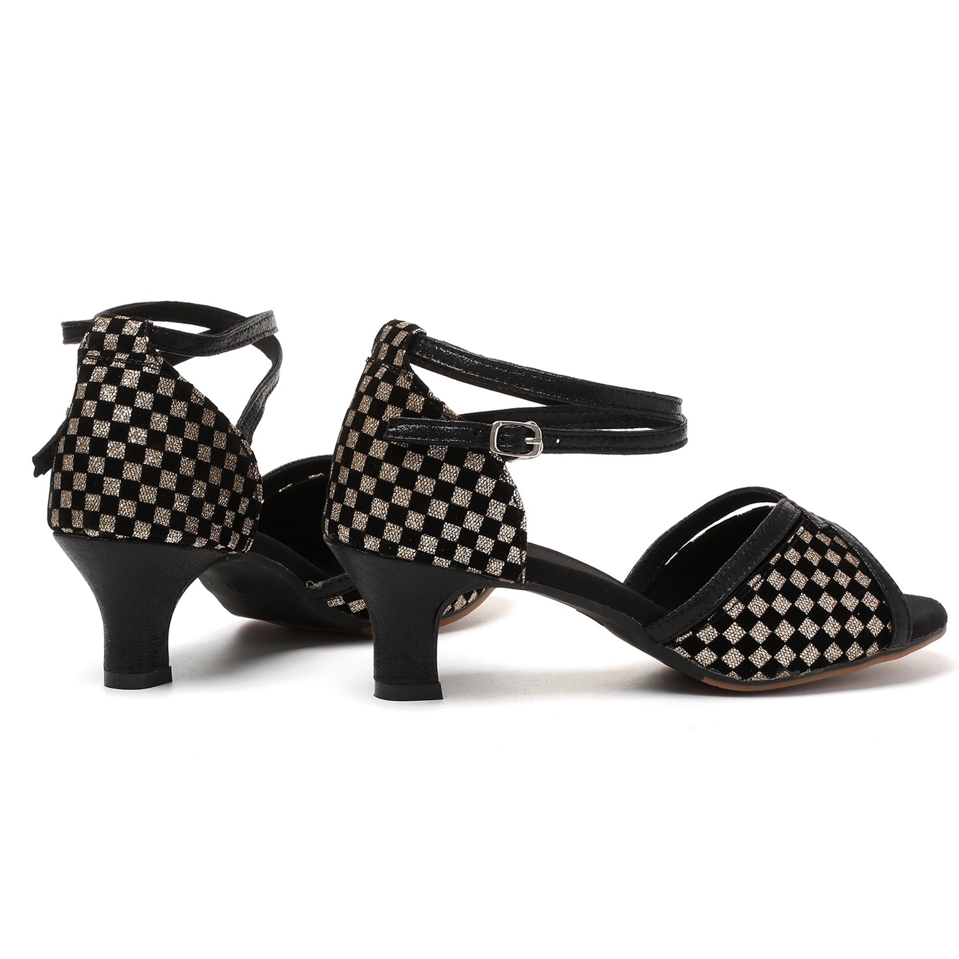 Women's Plaid Latin Dance Sandals with Medium Heels