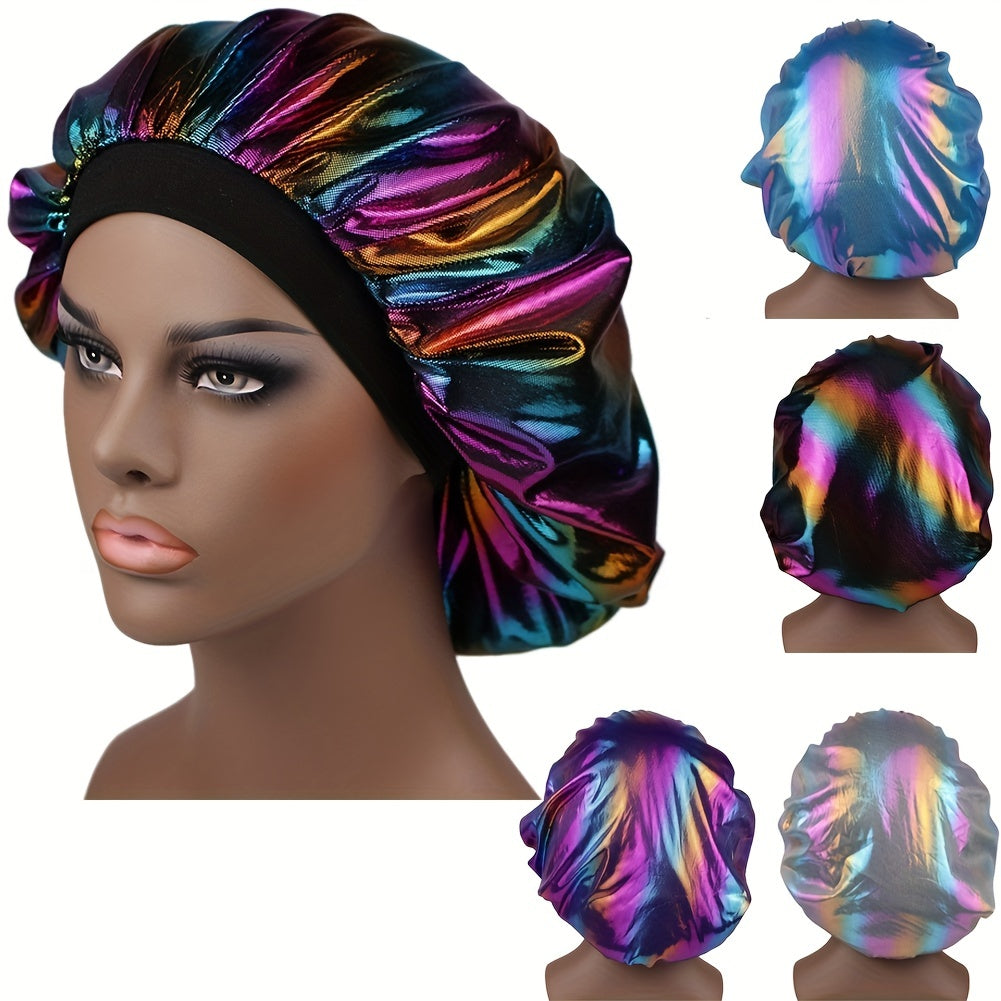 Laser Y2K Elastic Bonnet Lightweight Bright Gradient Hair Bonnet