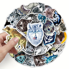 50pcs Wolf Pattern Waterproof Stickers for Water Bottles Laptops Scrapbooks