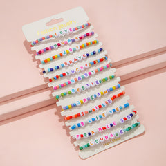 12pcs Kids Acrylic Bead Bracelet Adjustable