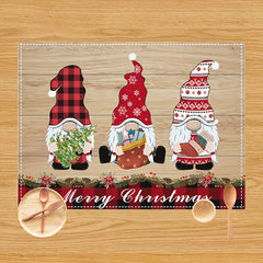 Set of 4 Christmas Placemat Red Snowman Let It Snow Winter Gnomes Table Mats