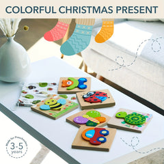 Wooden Animal Puzzles For Toddlers Educational Toys Gift Bright Vibrant Shapes