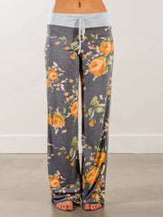 Floral Print Wide Leg Yoga Pants Low Waist Summer Casual