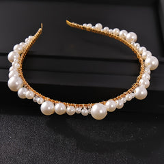 Faux Pearl Rhinestone Bridal Tiara Headband Wedding Hair Accessories