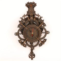 3D Vintage Wooden Wall Clock Puzzle Kit DIY Mechanic Yellow Light Brown