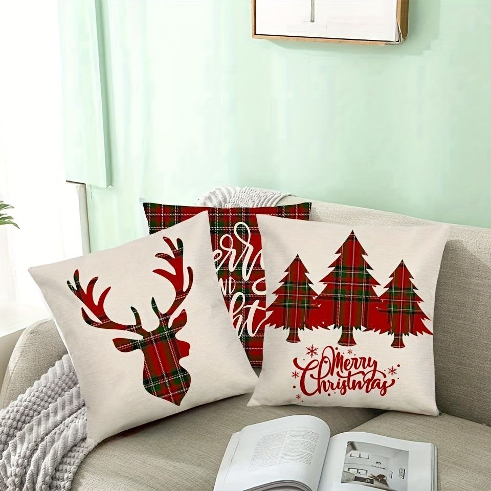 Plaid Christmas Pillow Cover for Home Decor