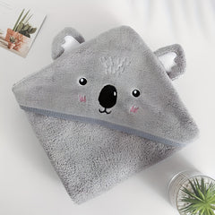 High Big Panda Koala Embroidered Coral Fleece Baby Hooded Bath Towel
