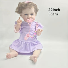 55 Purple Dress Plastic Doll Reborn Doll for Birthday Christmas