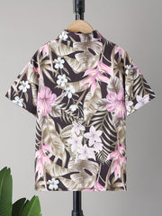 Hawaii Floral And Leaf Full Graphic Print Boys Top