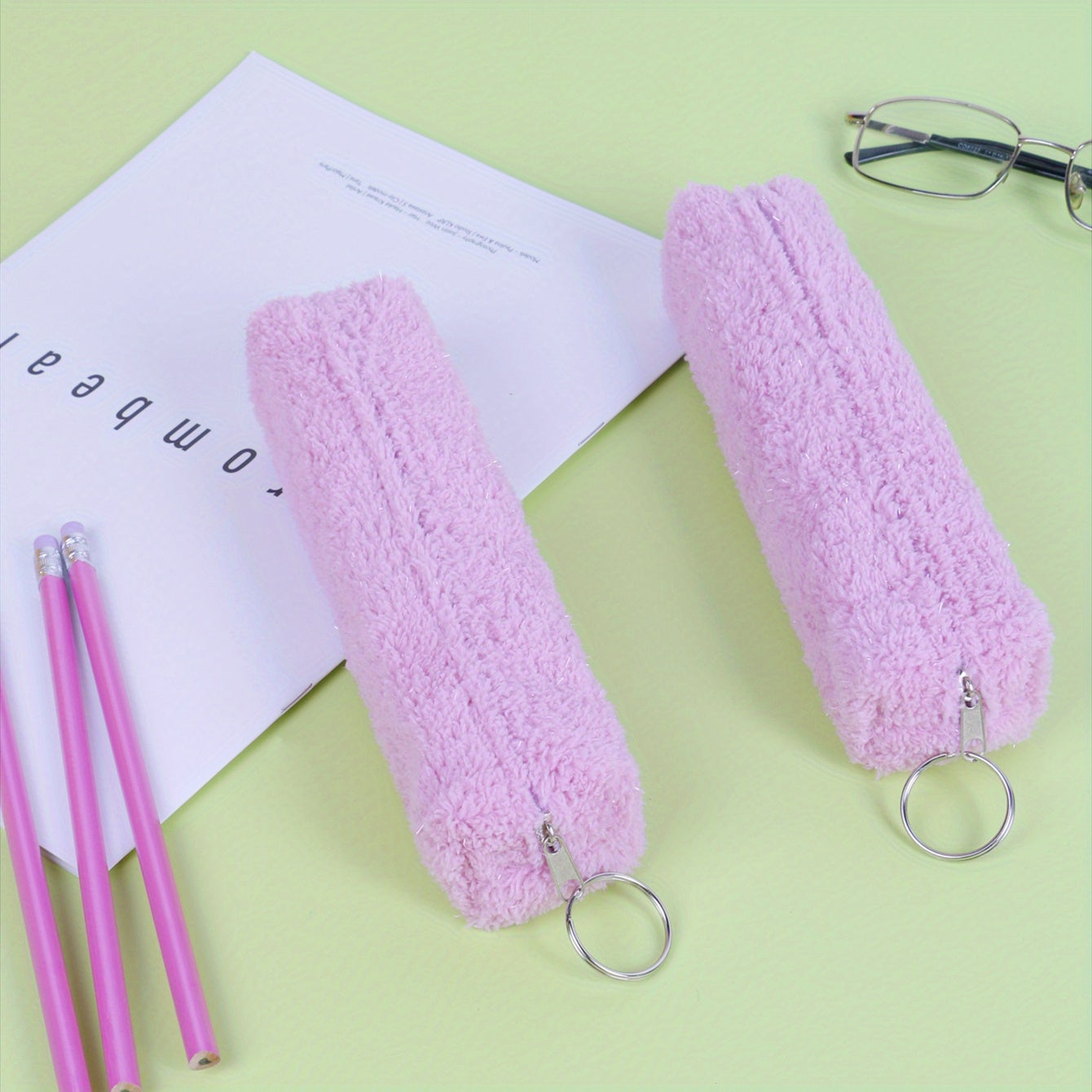 Plush Pencil Pouch - Portable Pen Bag for School Supplies