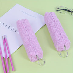 Plush Pencil Pouch - Portable Pen Bag for School Supplies