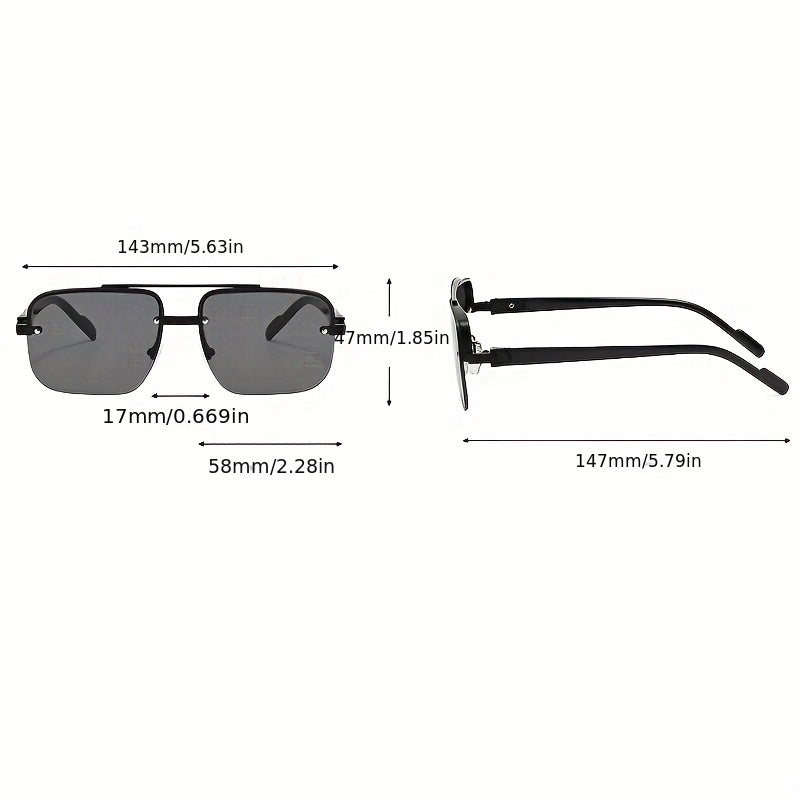 Half Frame Cut Edge Sunglasses Square Frame Sports Glasses Men's Glasses Case
