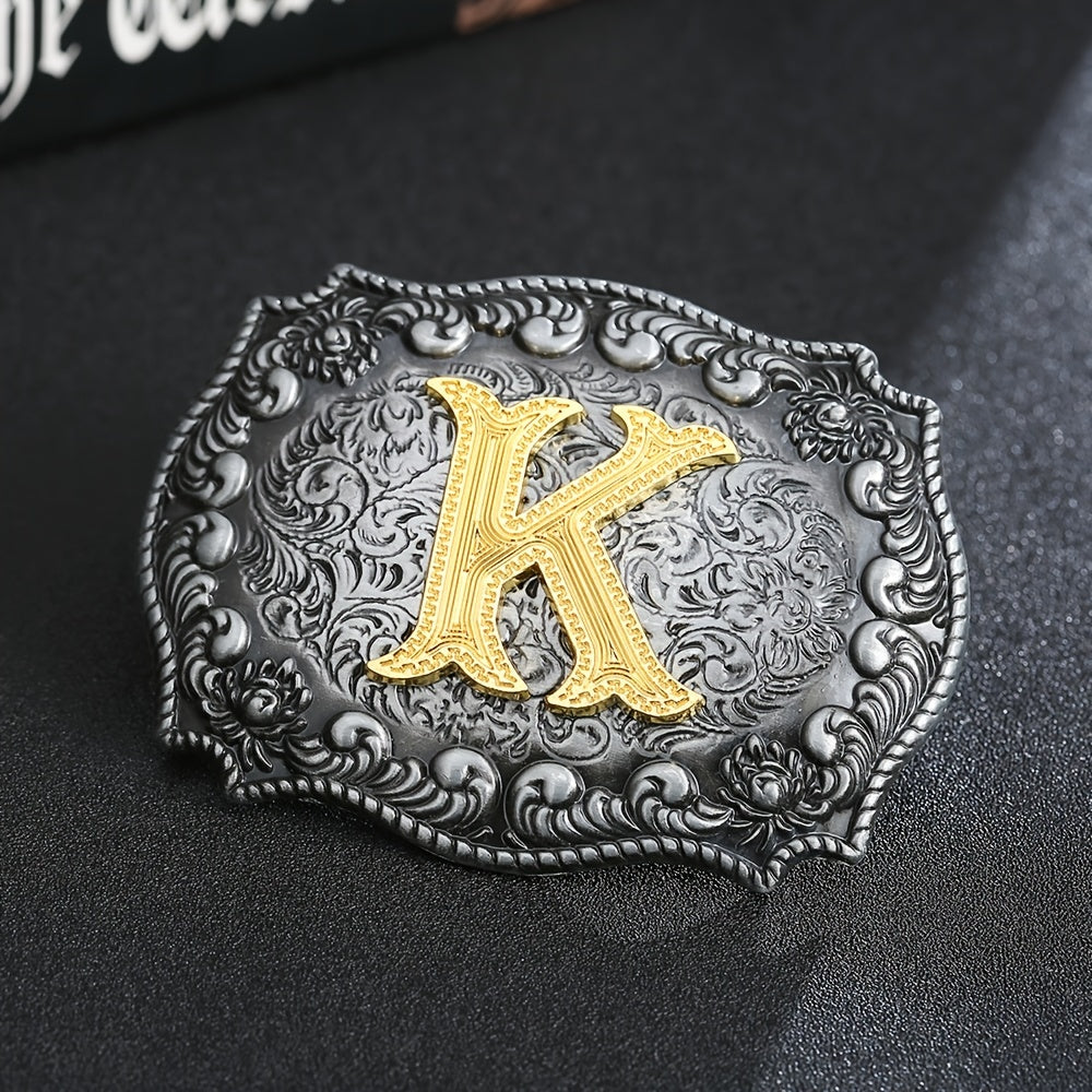 Western Cowboy Letter K Initial Belt Buckle