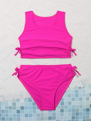 2pcs Girl's Solid Bikini Set Bowknot Bathing Suit for Beach Vacation