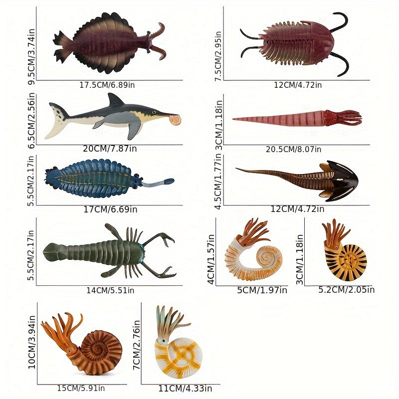 Prehistoric Marine Life Models Set PVC Educational Figurines Fossilized Sea Crea