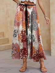 Floral Print Maxi Skirt High Waist Beach Skirt