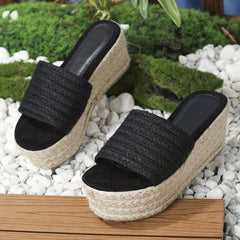 Women's Platform Espadrille Sandals Boho Style Open Toe Slip On Wedge Shoes