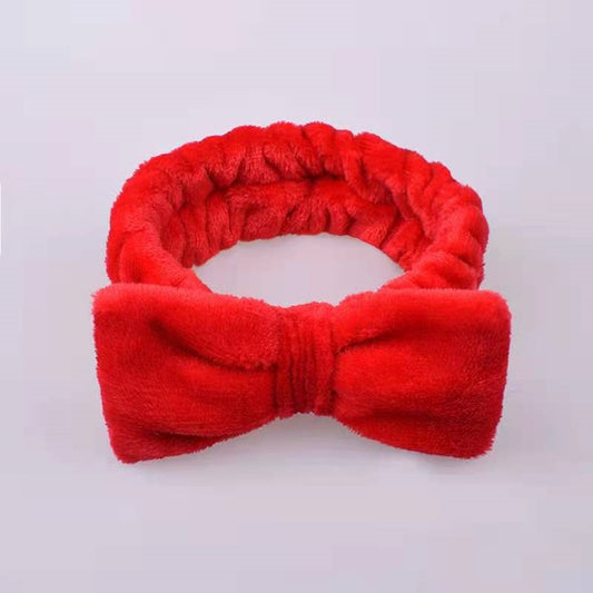 Coral Fleece Bow Headband Elastic Bowknot Headband