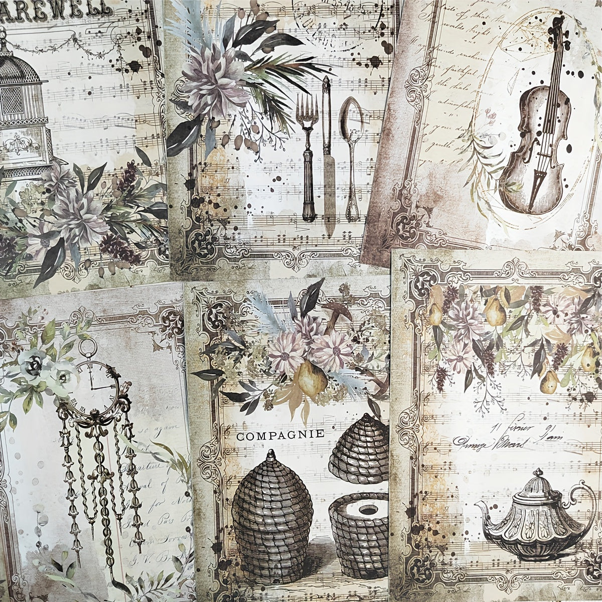 11pcs Vintage Old Stuff Scrapbook Papers For Junk Journal DIY Crafts