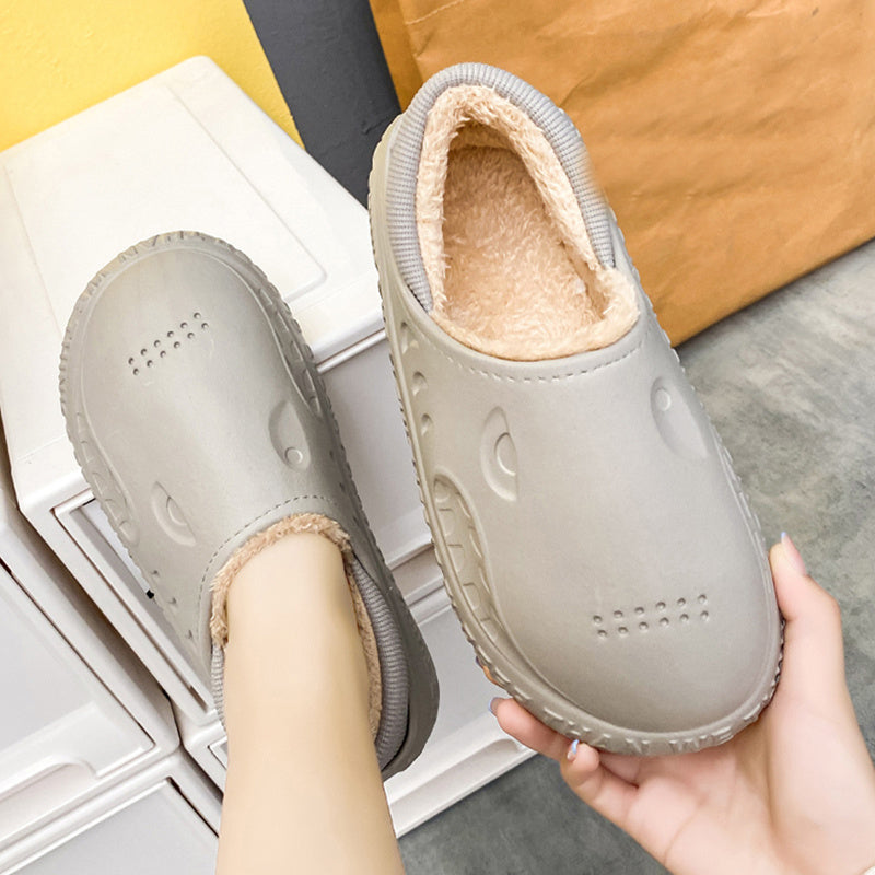 Men's Warm Fleece Slippers Non-slip Waterproof Indoor Outdoor Bedroom